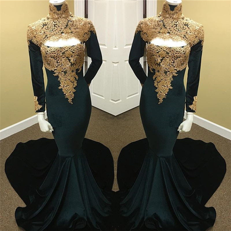 Mermaid High Neck Court Train Evening Gown With Lace 2