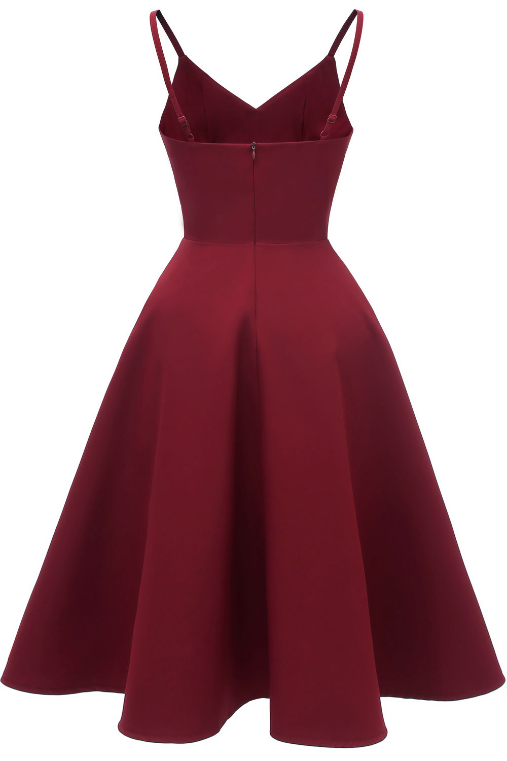 A-line Spaghetti Straps Sleeveless Knee-length Satin Chiffon Party Dress 6