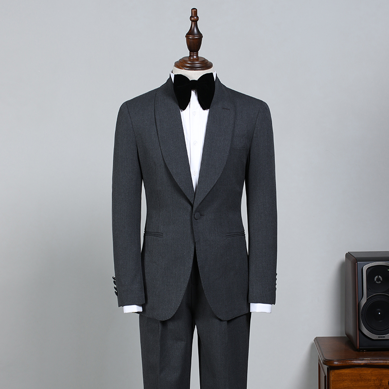 All Black Slim Fit Wedding Suit 2