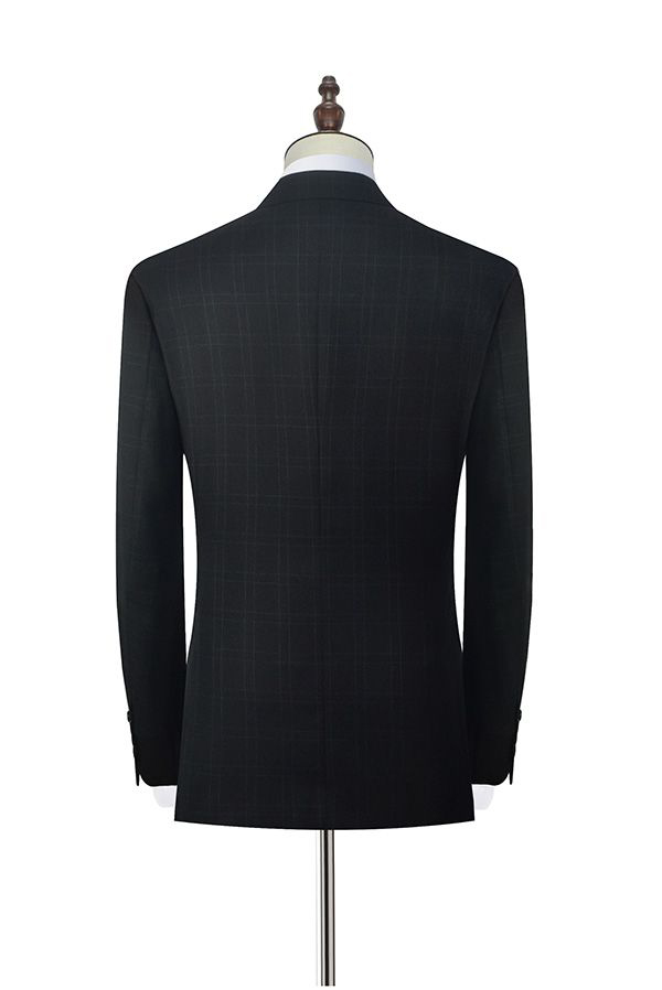 Black Plaid Mens Suits for Business 2