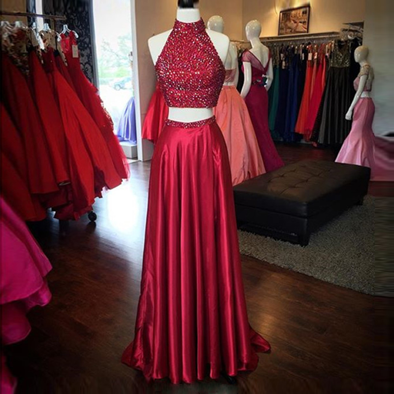 A-line Sleeveless Sweep / Brush Train Stretch Satin Formal Wear With Beading 2