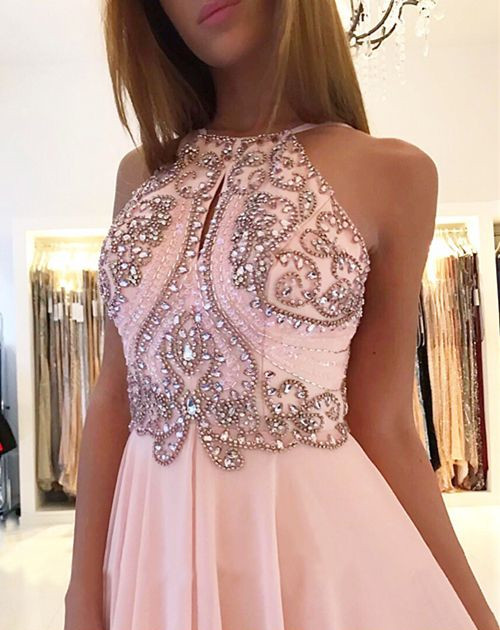 A-line Sleeveless Sweep / Brush Train 100D Chiffon Formal Wear With Beading 3