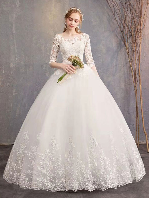 Ball Gown Floor-length Lace Wedding Gown With Lace 5