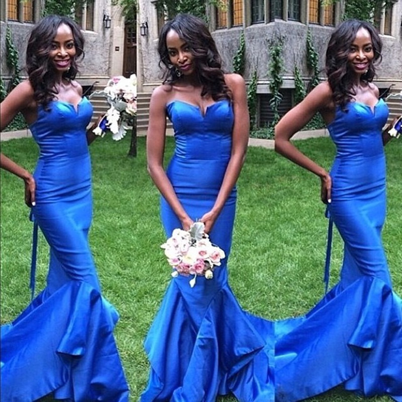 Mermaid Sweetheart Neck Sleeveless Stretch Satin Formal Dress With Sweep / Brush Train 2