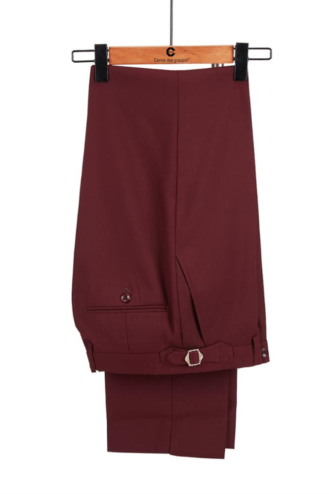 Prom Burgundy and Black Double Breasted Peaked Lapel Men's Suit 3