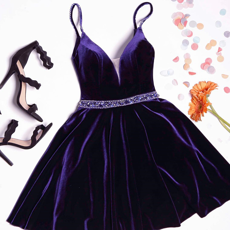 A-line Spaghetti Straps Sleeveless Mini Party Dress With Crystal 2