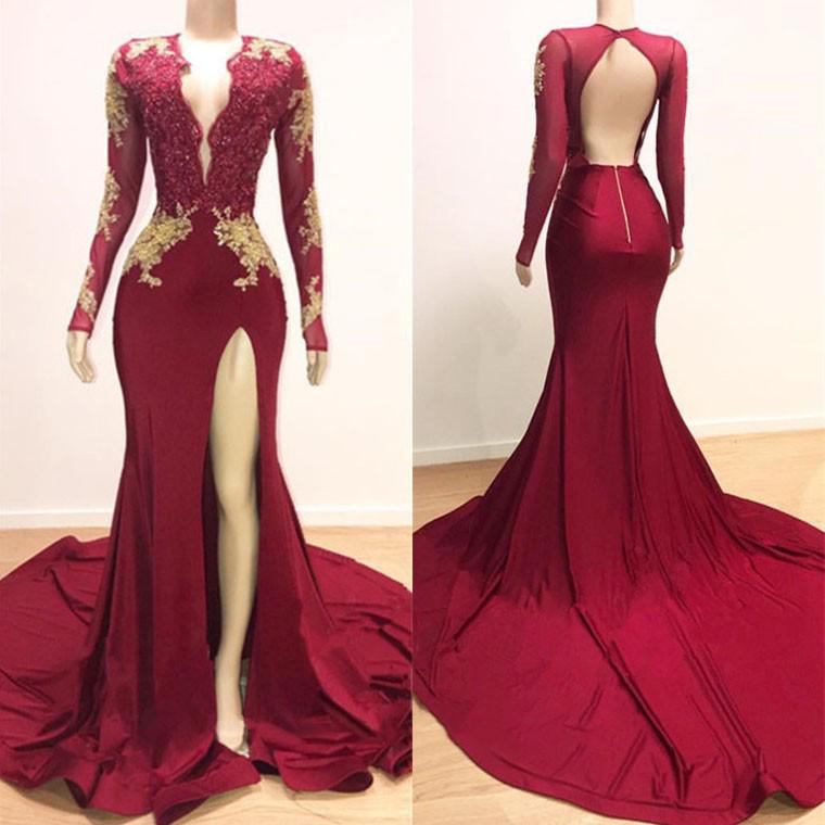 Mermaid Plunging Neckline Floor-length Evening Gown With Lace 2