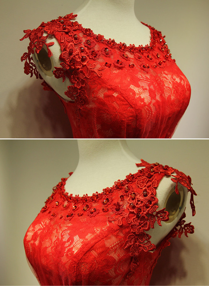 A-line Sleeveless Floor-length 100D Chiffon Evening Dress With Lace 3