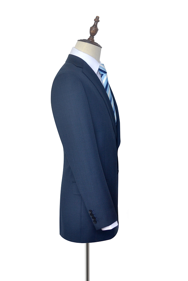 Navy Single Breasted Mens Suits for Groomsmen with Notch Lapel 4
