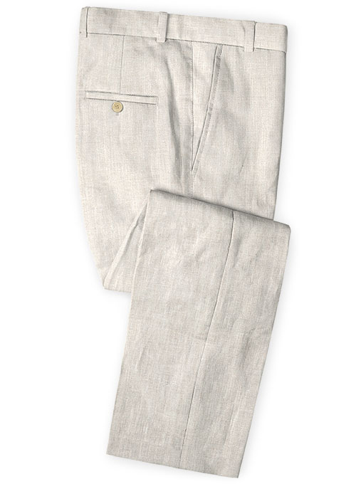 Ivory Slim Fit Linen Groom Suits 3
