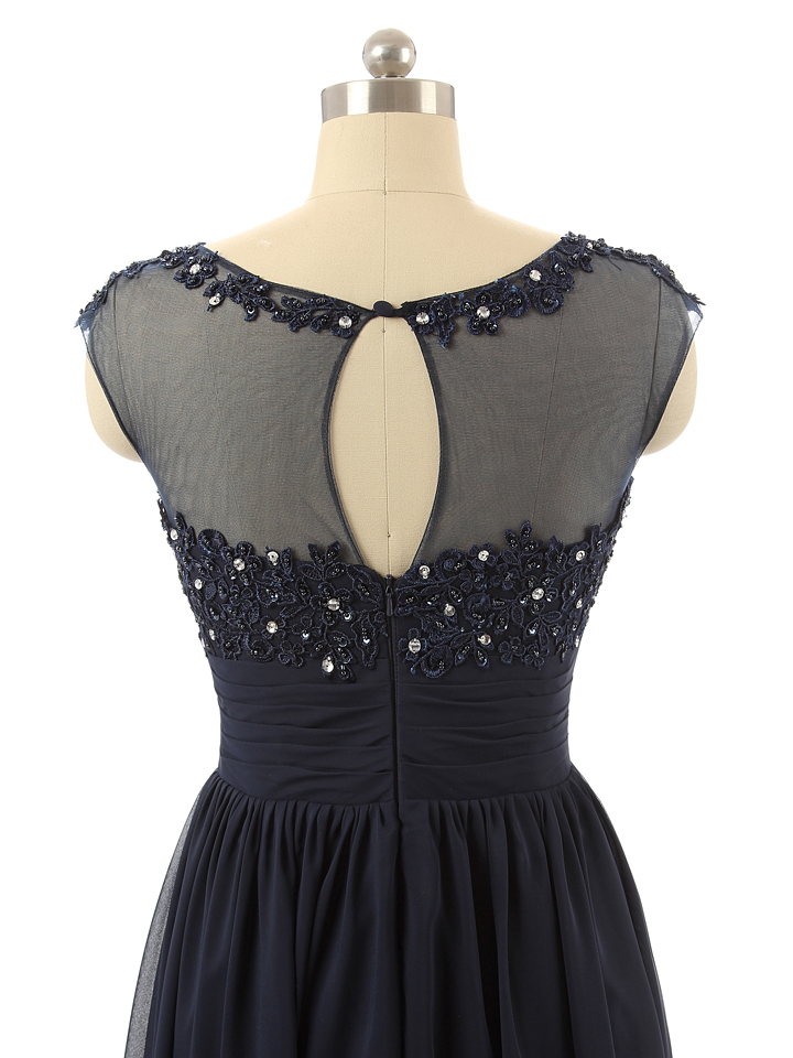 A-line Sleeveless Floor-length 100D Chiffon Evening Dress With Beading 4