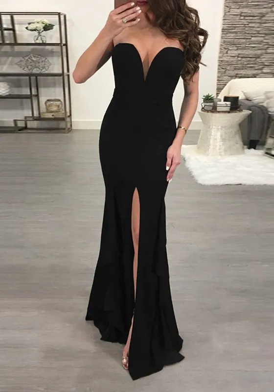 Mermaid Sweetheart Neck Sleeveless Floor-length Evening Dress 1