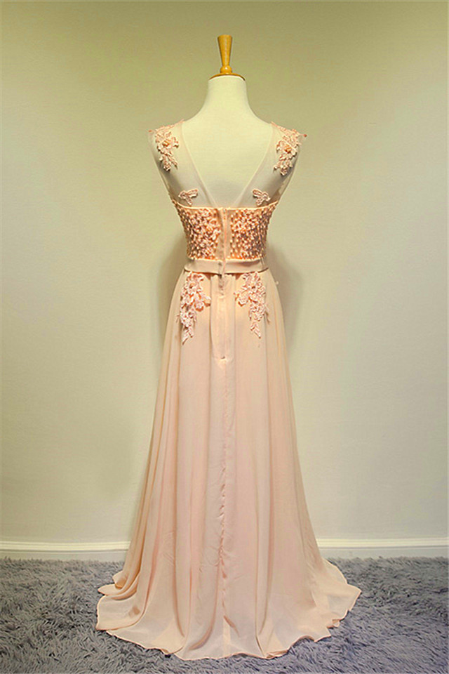 A-line Sleeveless Floor-length 100D Chiffon Formal Dress With Appliques 2