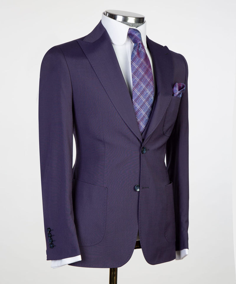 Dark Purple Peaked Lapel Best Fitted Men Suit 2