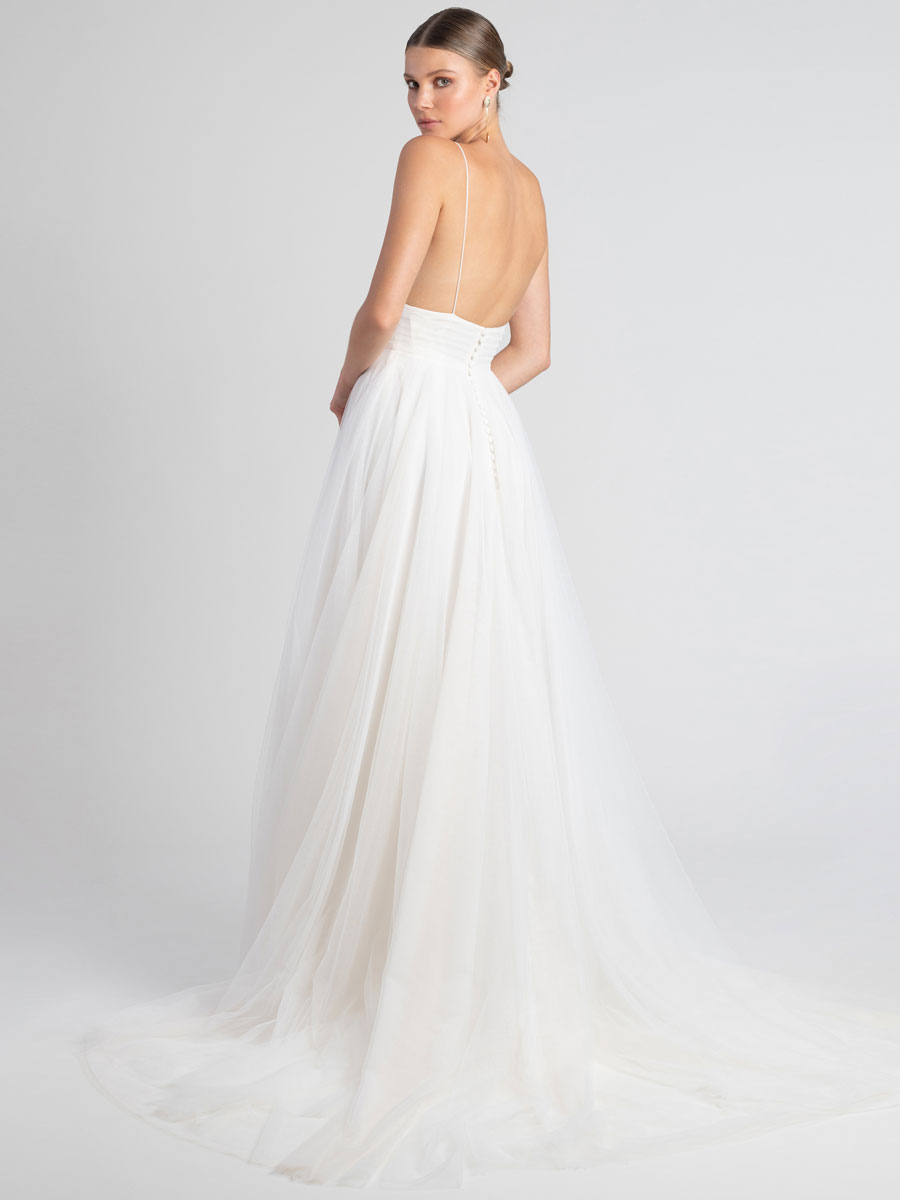 A-line V-neck Sleeveless Floor-length 100D Chiffon Bridal Attire 5