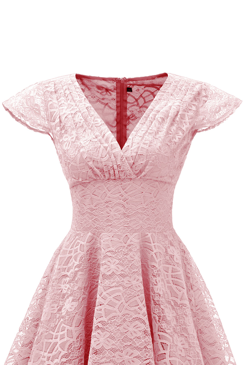 A-line V-neck Sleeveless Knee-length Lace Party Dress With Lace 6