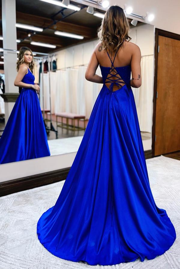 A-line Spaghetti Straps Sleeveless Floor-length Stretch Satin Evening Dress With Ruffles 2