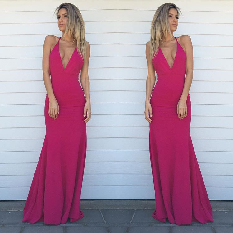 Sheath V-neck Sleeveless Floor Length Evening Dress 3