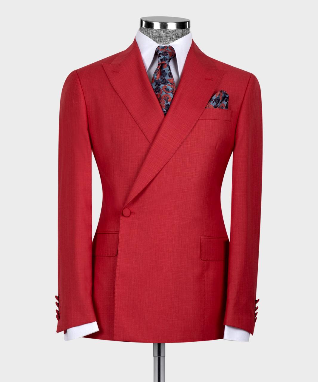 Red One Button Two Pieces Prom Men Suit 4