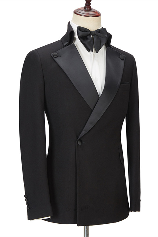Black Slim Fit Prom Men Suit with Peaked Lapel 3