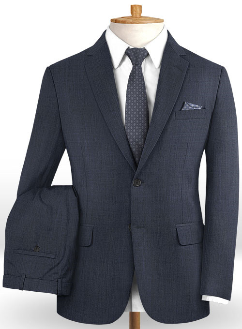 Dark Blue Tweed Men Suit 2