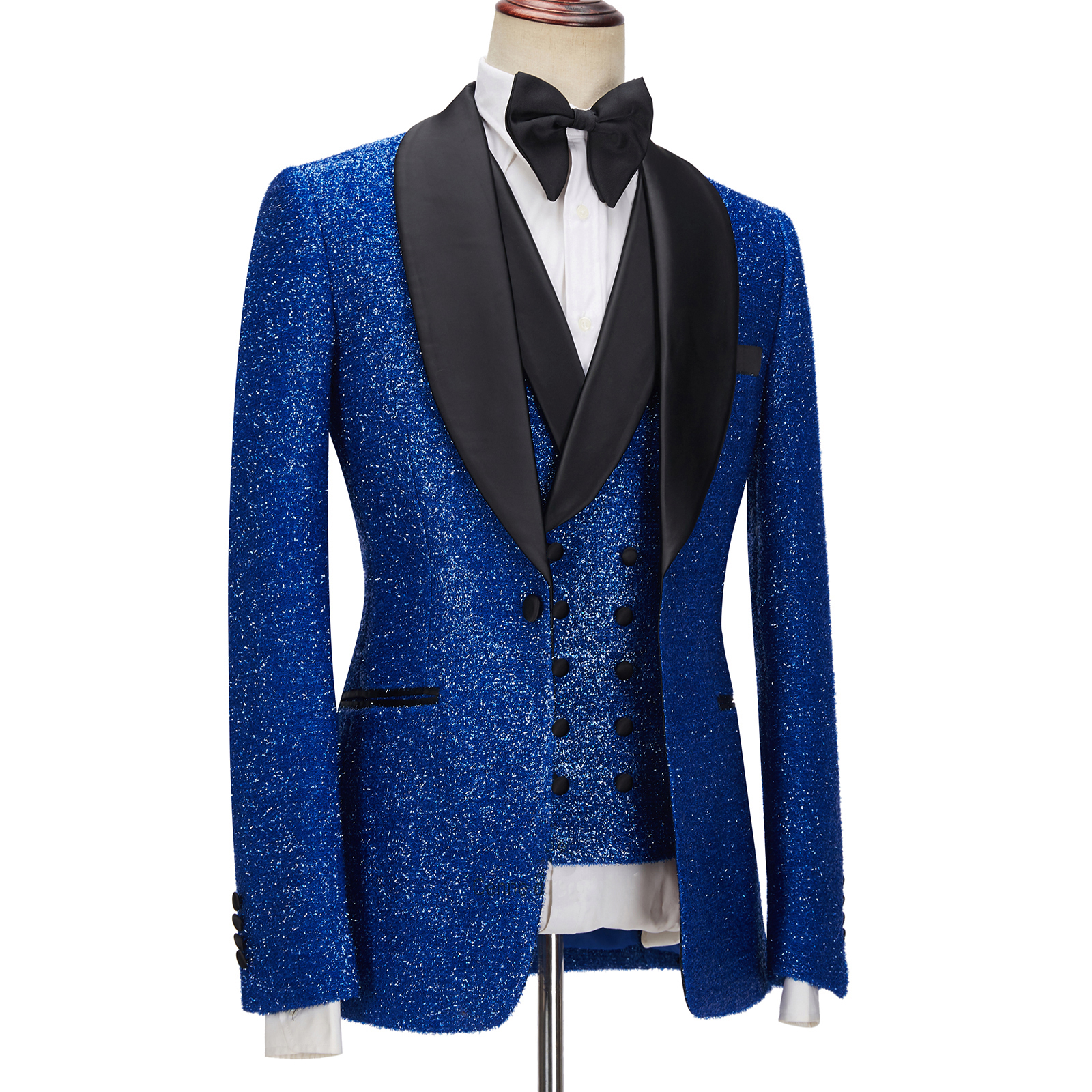 Royal Blue Sparkle Slim Fit Men Suit 2