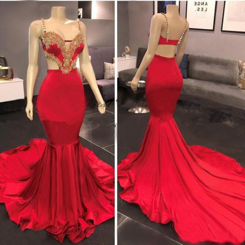 Mermaid Sweetheart Neck Sleeveless Court Train Elastic Silk-like Satin Evening Dress With Appliques 2