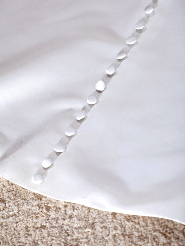 A-line V-neck Sleeveless Tulle Wedding Gown With Cathedral Train 10