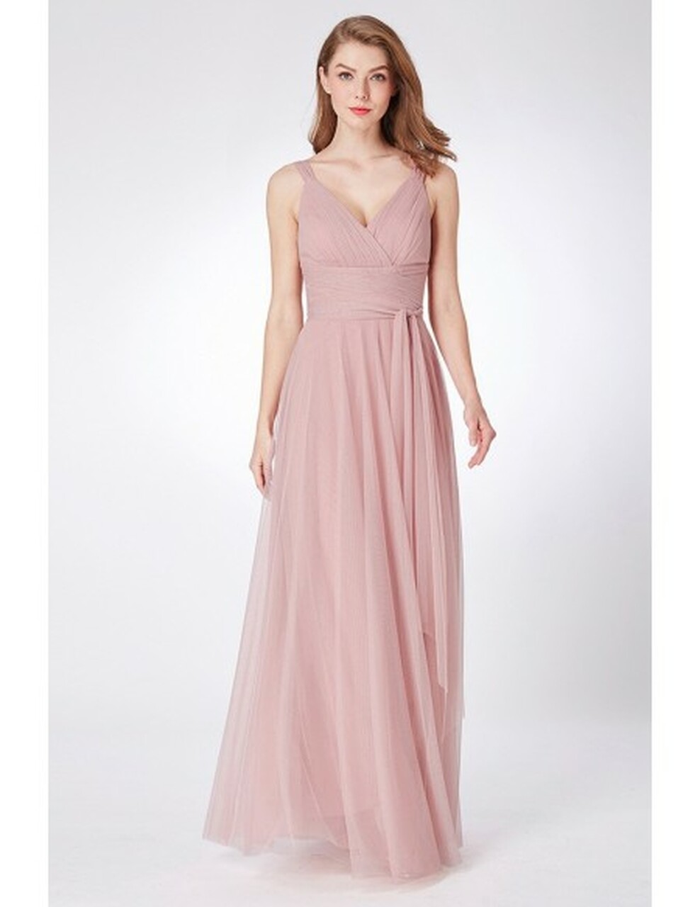 A-line V-neck Sleeveless Floor-length Bridesmaid Outfit 3