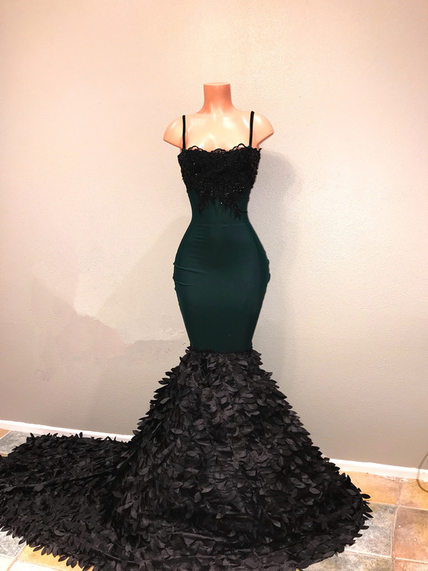 Spaghetti-straps Mermaid Prom Dress with Sweep Train 2