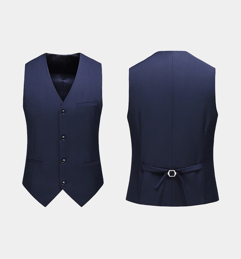 Navy Blue Single Breasted Prom Suit with Shiny Notched Lapel 3