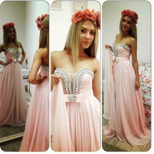 A-line Sweetheart Neck Sleeveless Floor-length 100D Chiffon Formal Wear 3