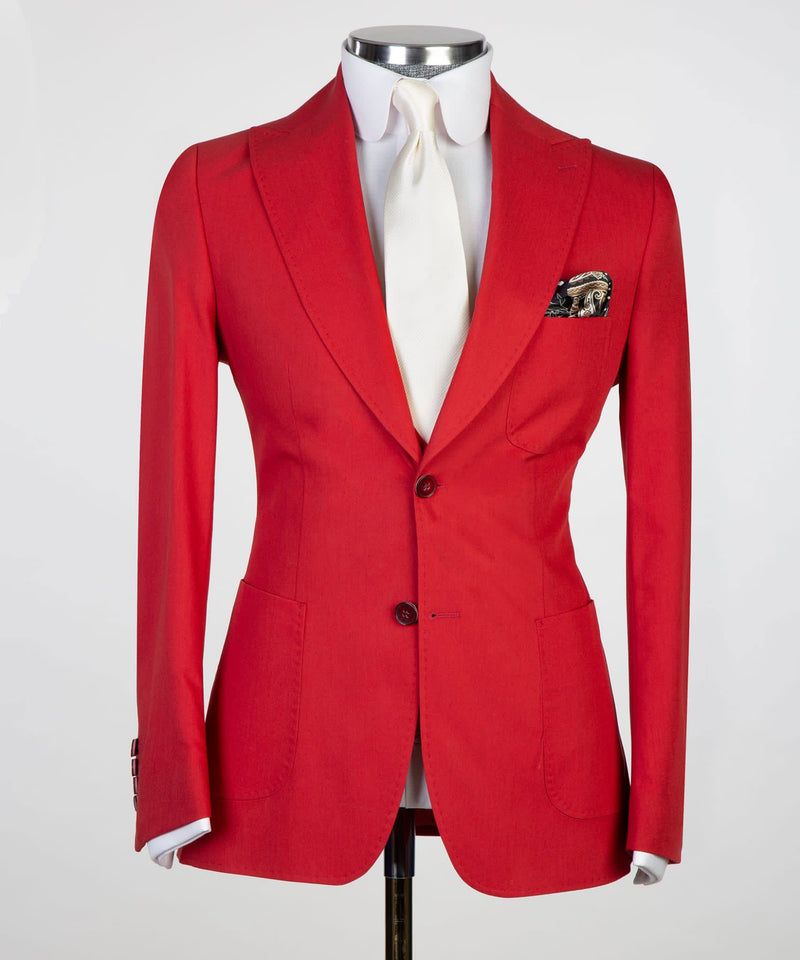 Red Peaked Lapel Bespoke Men Suit 5