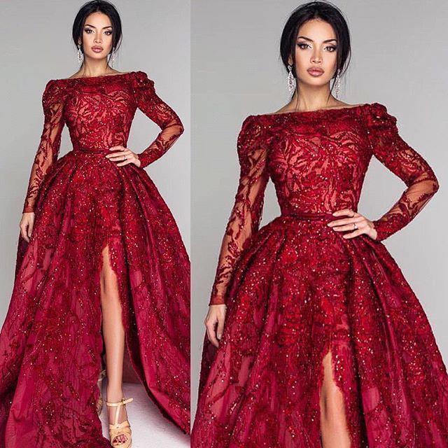 Bateau Neck Long Sleeves Floor-length Evening Gown 3
