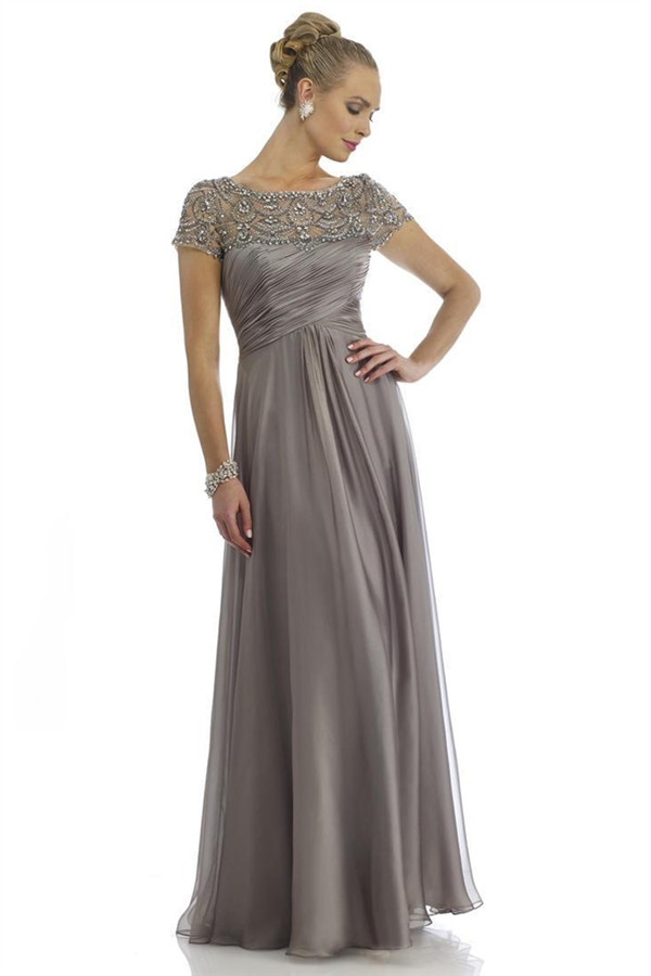 A-line Jewel Neck Floor-length Evening Gown With Crystal 3