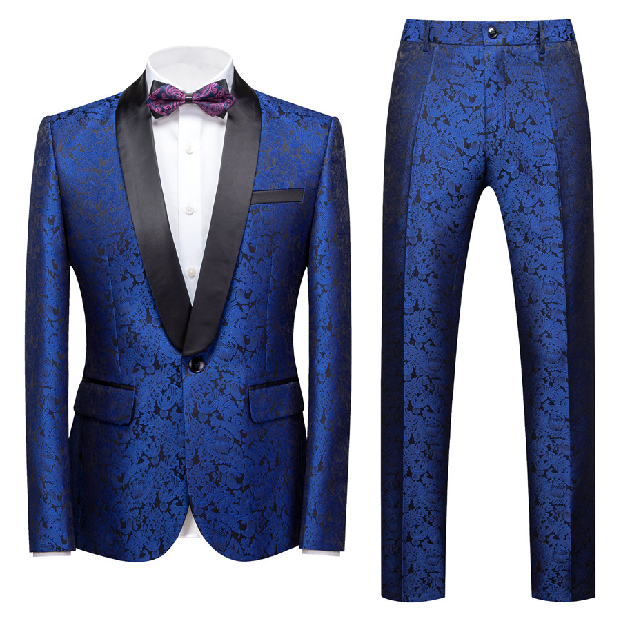 Royal Blue Slim Fit One Button Wedding Suit 2