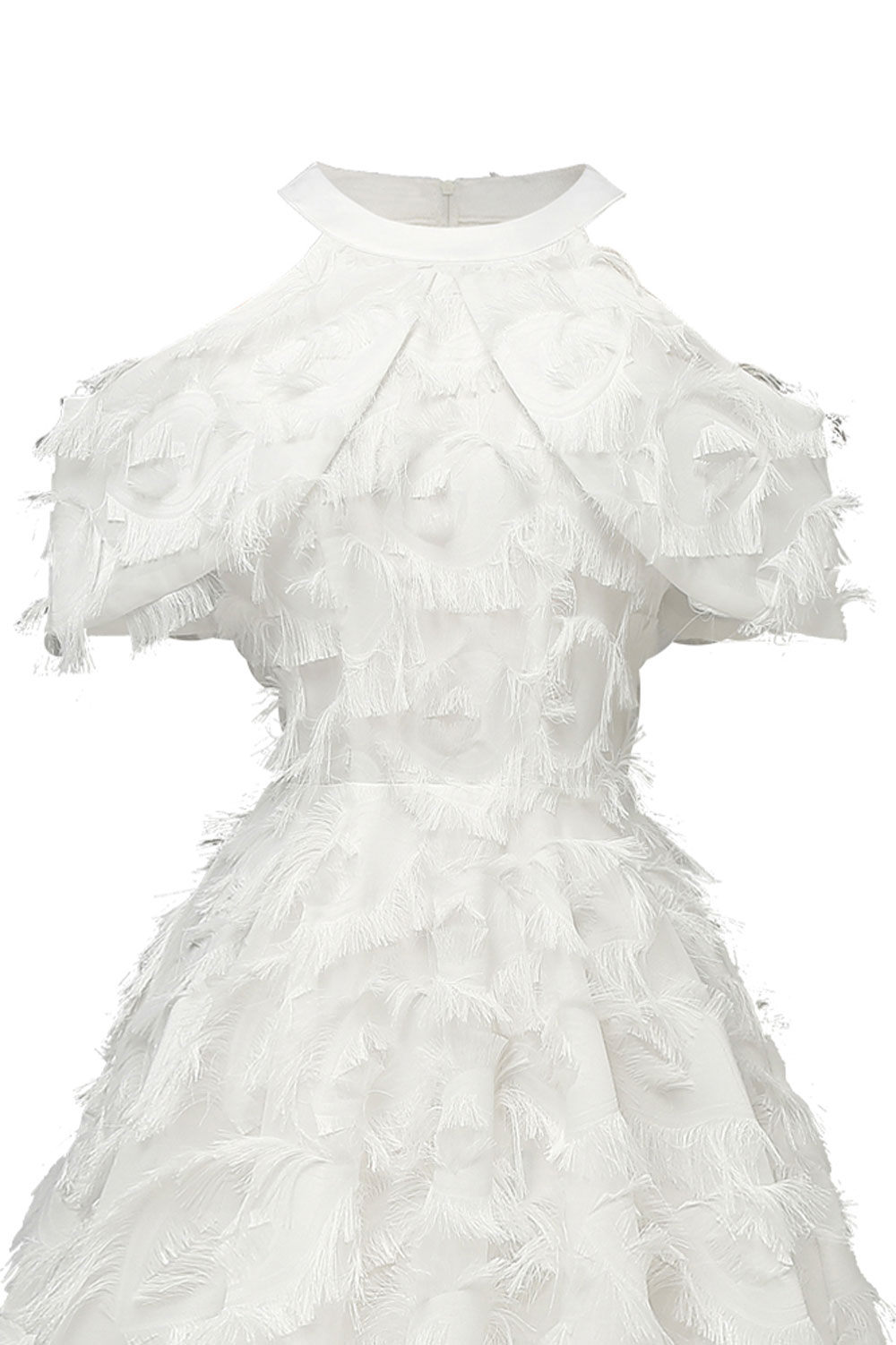 A-line Halter-neck Knee-length Party Dress With Feathers 5
