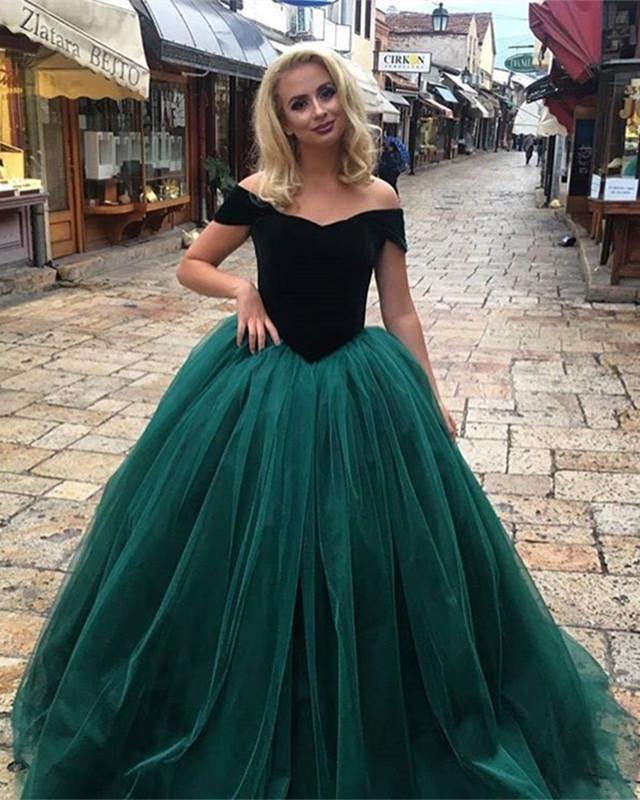 Ball Gown Off-the-shoulder Short Sleeves Tulle Evening Dress 3