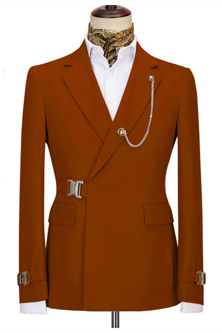 Orange Two Pieces Notch Lapel Business Men Suit 2