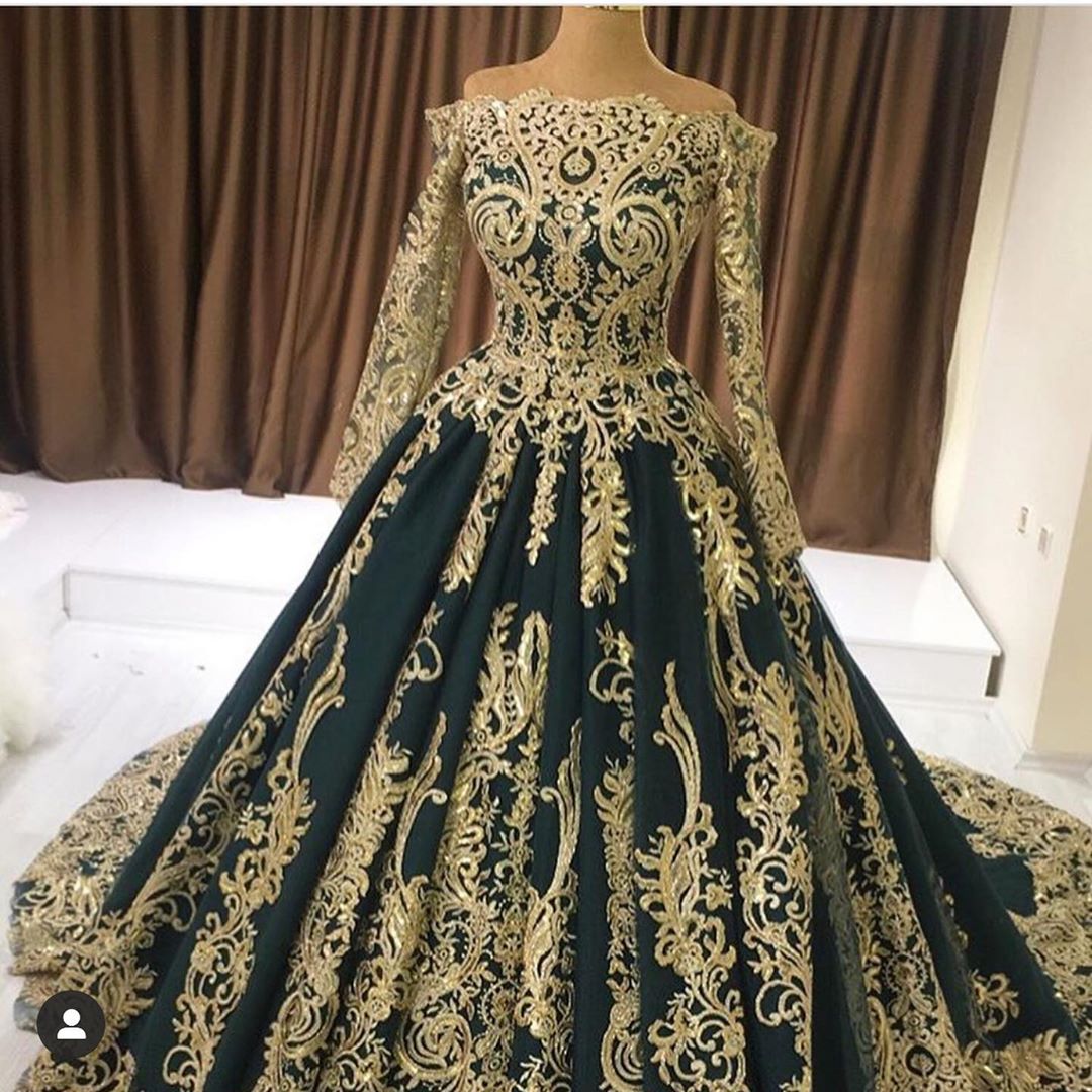 A-line Off-the-shoulder Long Sleeves Floor-length Satin Formal Dress With Lace 4