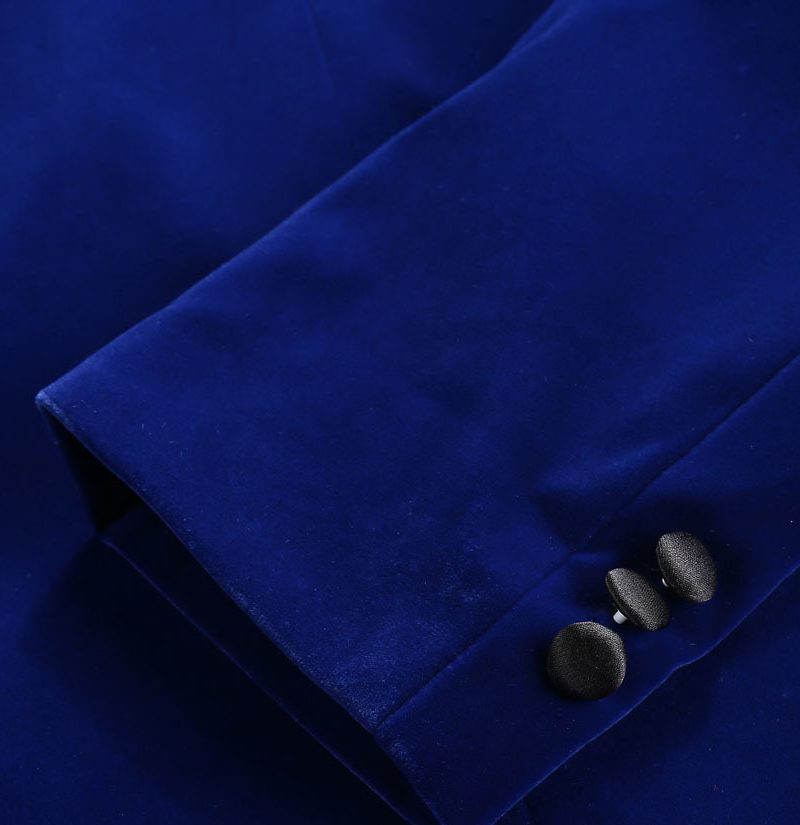 Royal Blue Velvet Prom Tuxedo with Peak Lapel 5