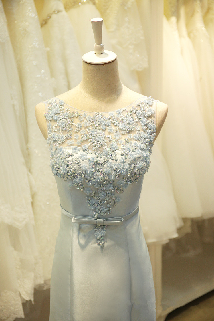 Mermaid Scalloped-Edge Sleeveless Sweep / Brush Train Formal Dress With Lace 3
