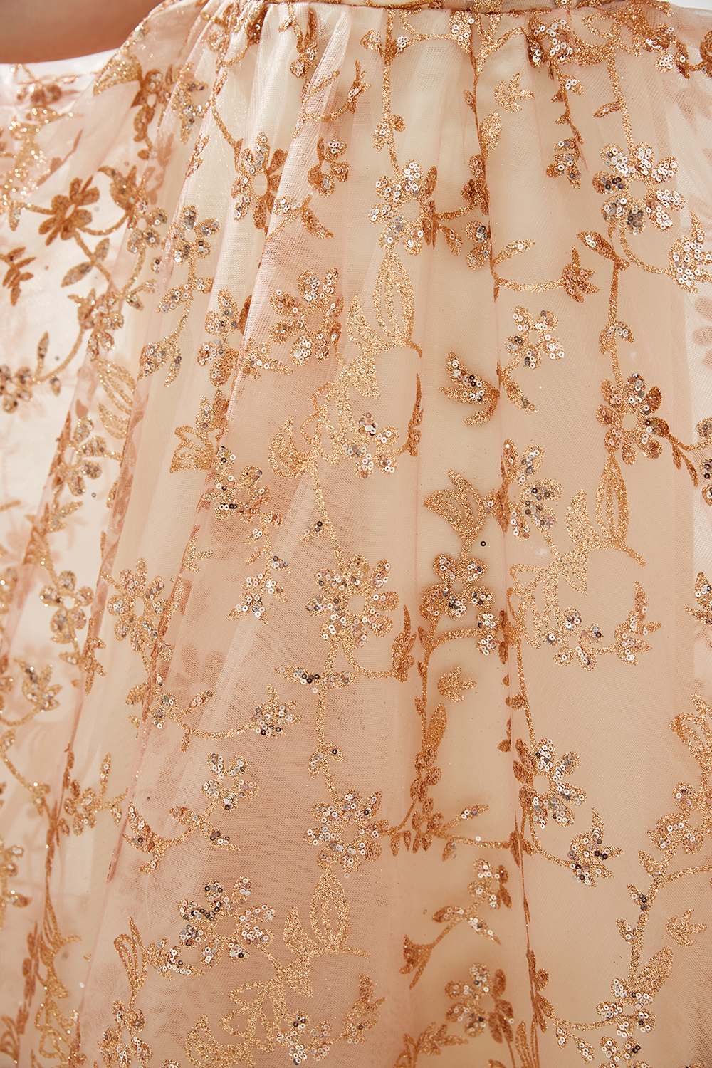 Ball Gown Off-the-shoulder Cap Sleeves Sweep / Brush Train Tulle Formal Dress With Sequins 9