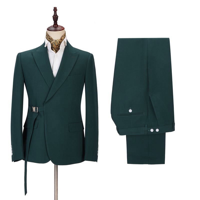 Dakota Dark Green Peaked Lapel Prom Suit 2