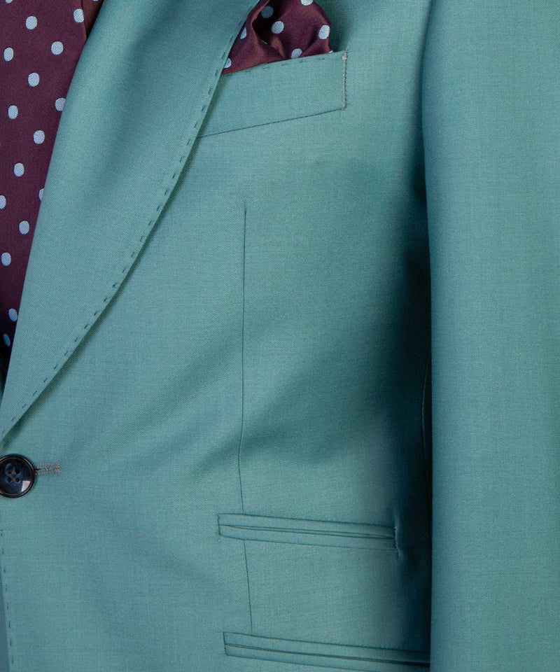 Green Peaked Lapel Two Buttons Business Men Suit 4