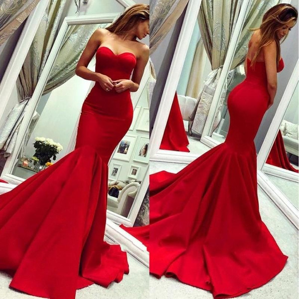 Mermaid Sweetheart Neck Sleeveless Floor-length Satin Formal Dress With Sweep / Brush Train 3