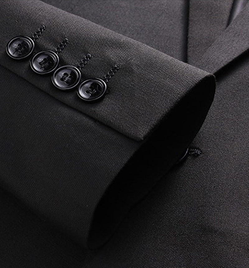Black Single Breasted Wool Blend Prom Suit with Notched Lapel 5