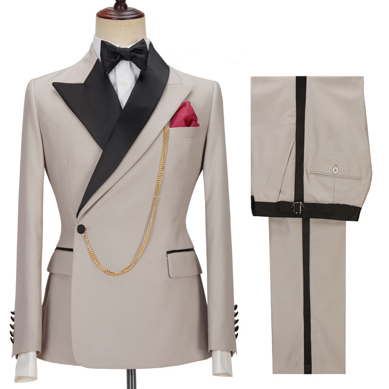 Light Grey Single Breasted Men's Suit with Notched Lapel for Dinner Party and Prom 3