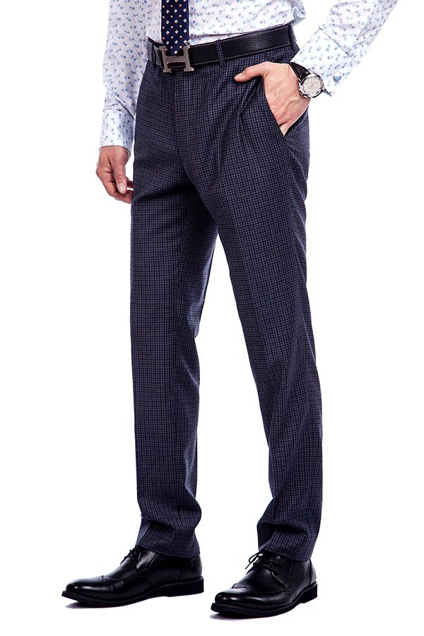 Dark Gray Small Checked Wool Blend Men's Suit with Peak Lapel 9