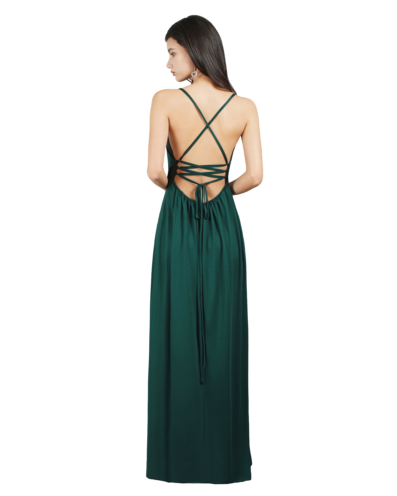 A-line V-neck Sleeveless Floor-length Spandex Evening Dress With Ruffles 8